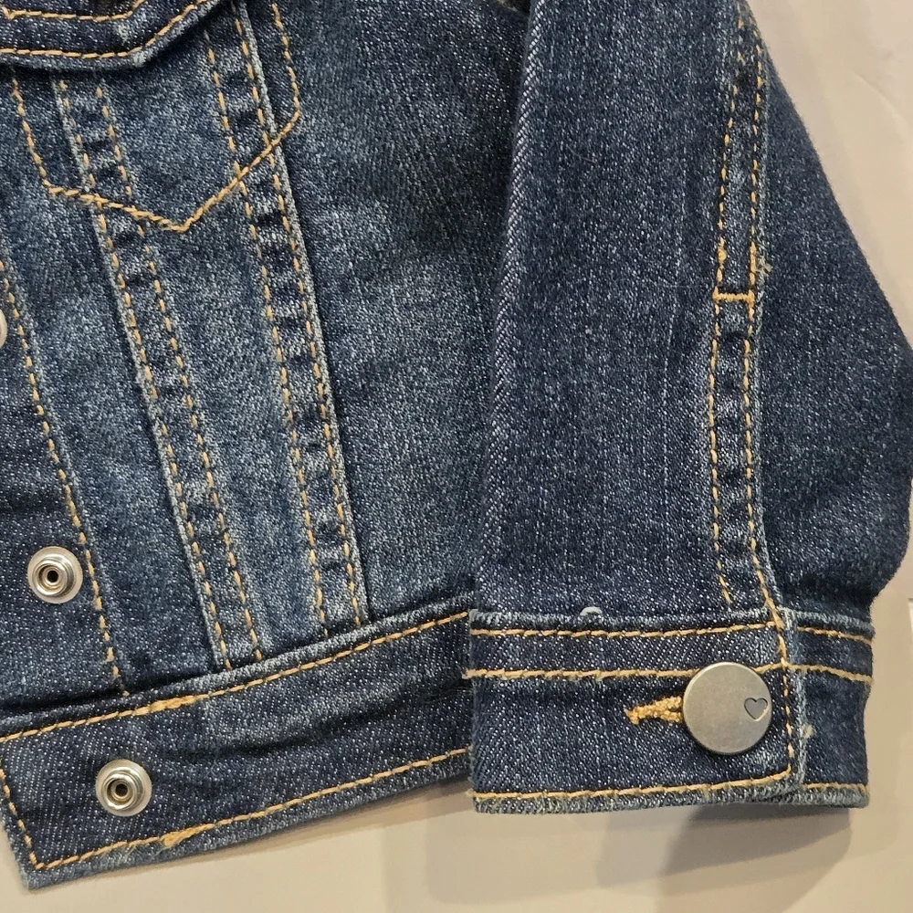 The Childrens Place Baby Girls Dark Wash Denim Jacket Blue‎ 6-9M Snap Front